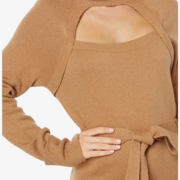 PAIGE Tan Long Sleeve Knit Dress - Picture 3 of 15